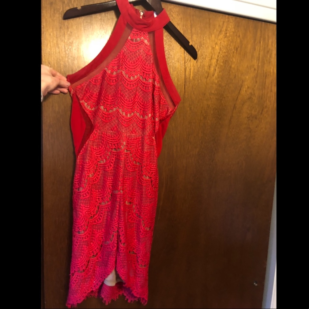 Red lace dress
